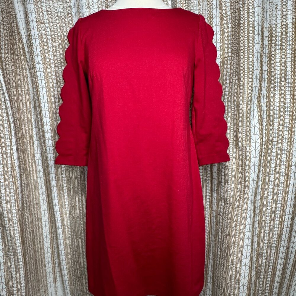 RSVP by Talbots Red Sheath/Shift Dress 4P Petite Scalloped Sleeve